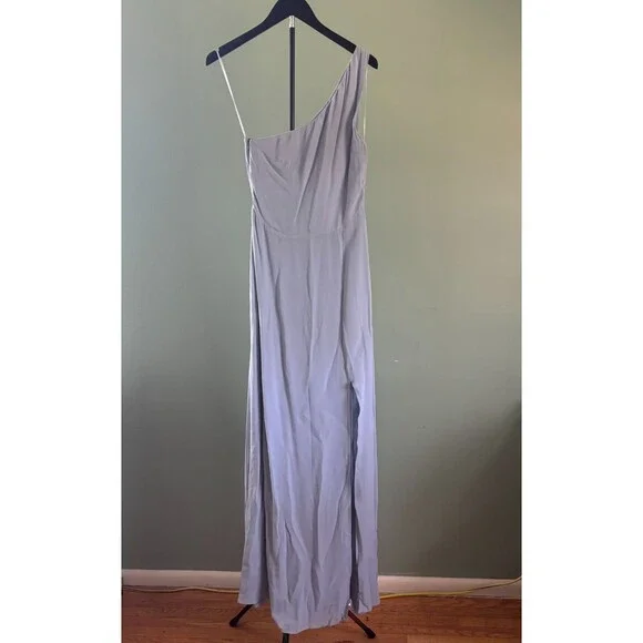 Reformation Evelyn Mineral Blue One Shoulder Maxi Dress - Size 4 - Wedding Guest - Picture 4 of 9